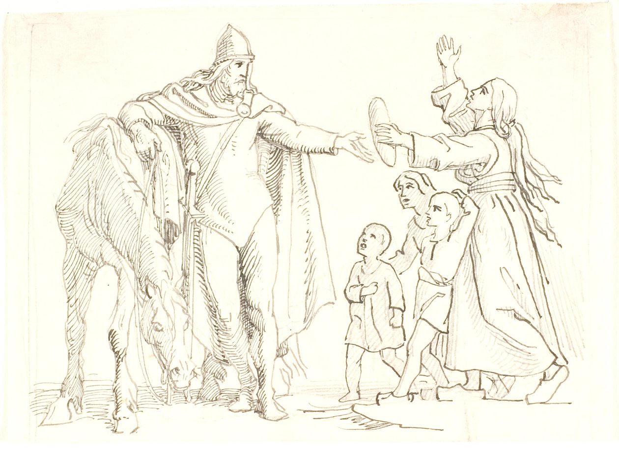 Draft para Niels Ebbesen e a Esposa Pobre de Lorenz Frølich