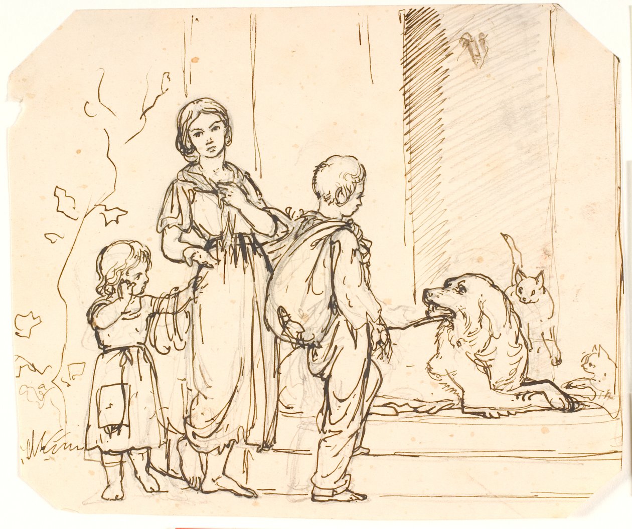 Três crianças mendigos de Lorenz Frølich