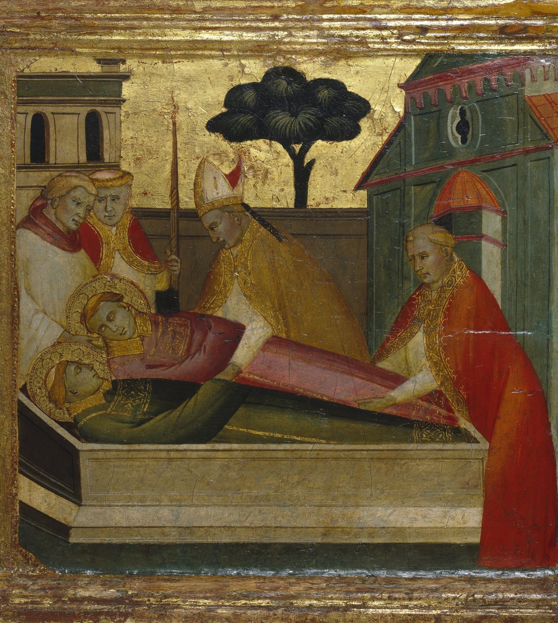 Saint Lawrence enterrado em Saint Stephens Tomb de Lorenzo di Niccolò