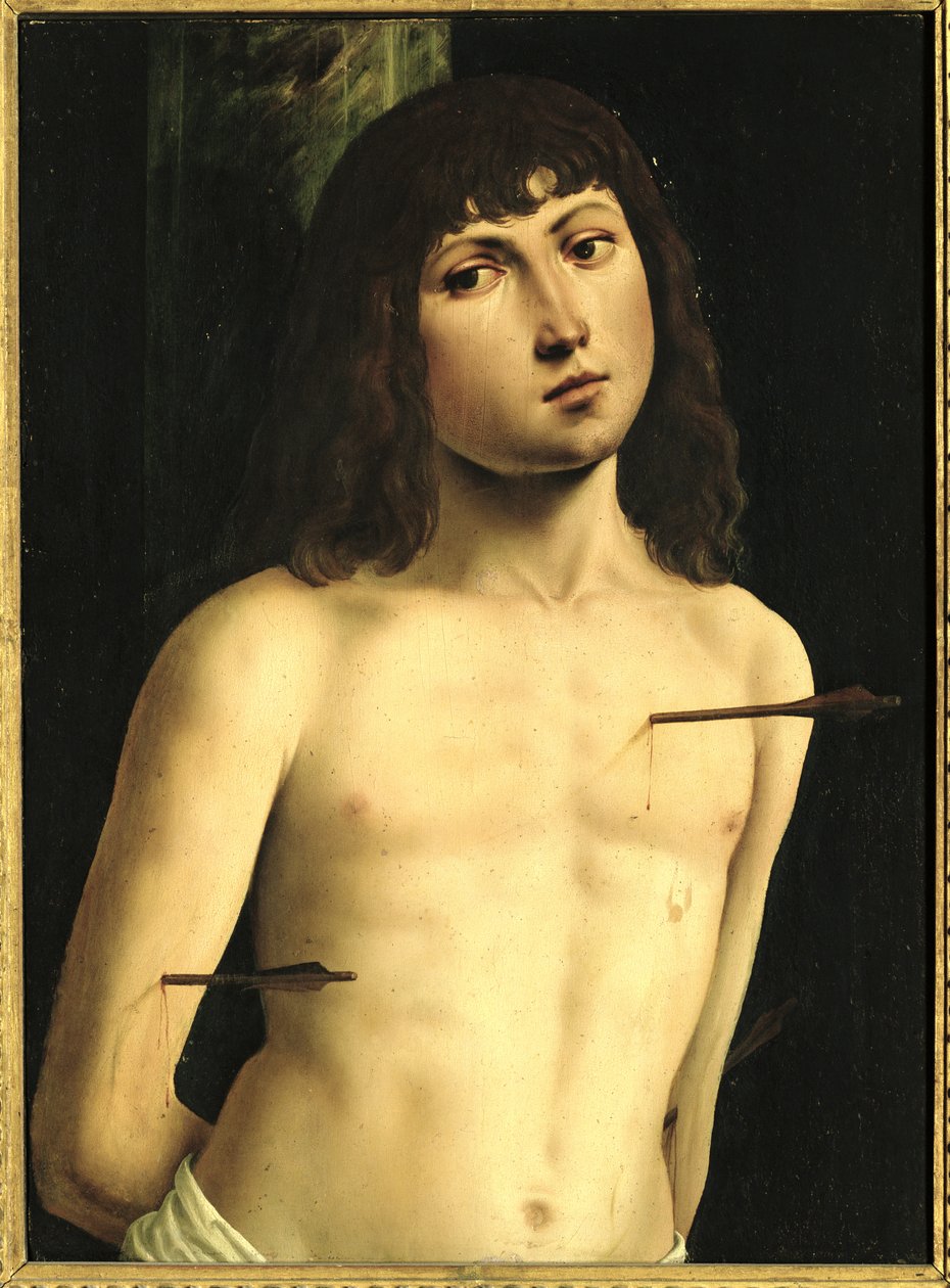 São Sebastião, c.1490s (tempera no painel) de Lorenzo Costa