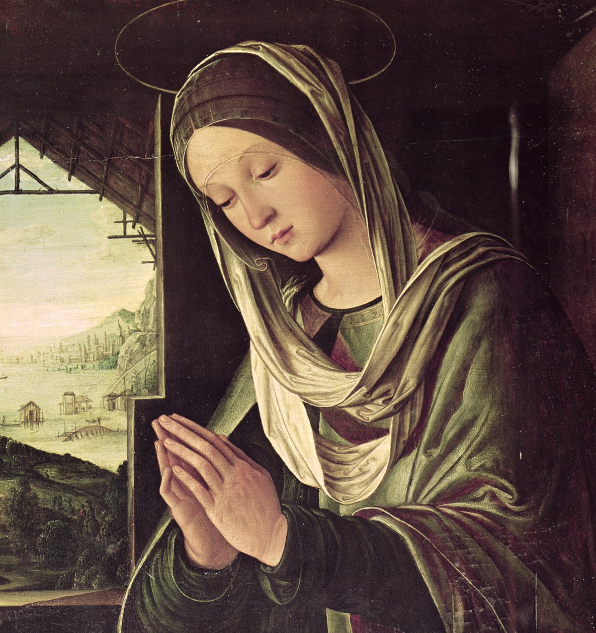 A Natividade, c.1490 (detalhe de 201617) de Lorenzo Costa