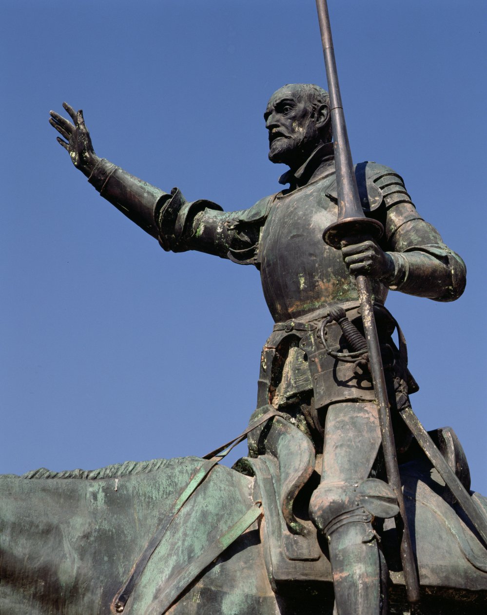 Dom Quixote, do monumento a Miguel de Cervantes (1547-1616) 1927 (bronze) (detalhe) de Lorenzo Coullaut Valera
