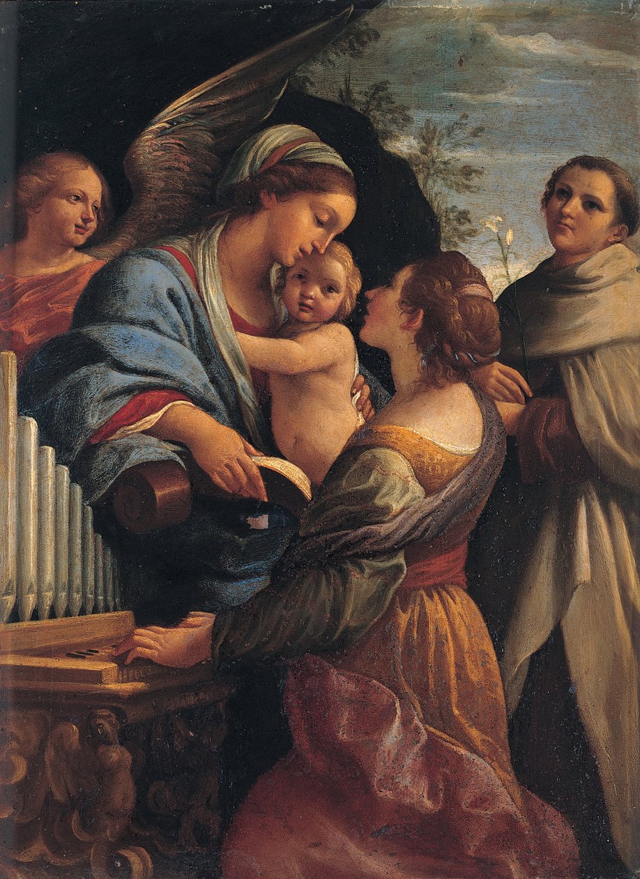 Madonna com a criança, Saint Cecily e Saint Albert de Lorenzo Garbieri