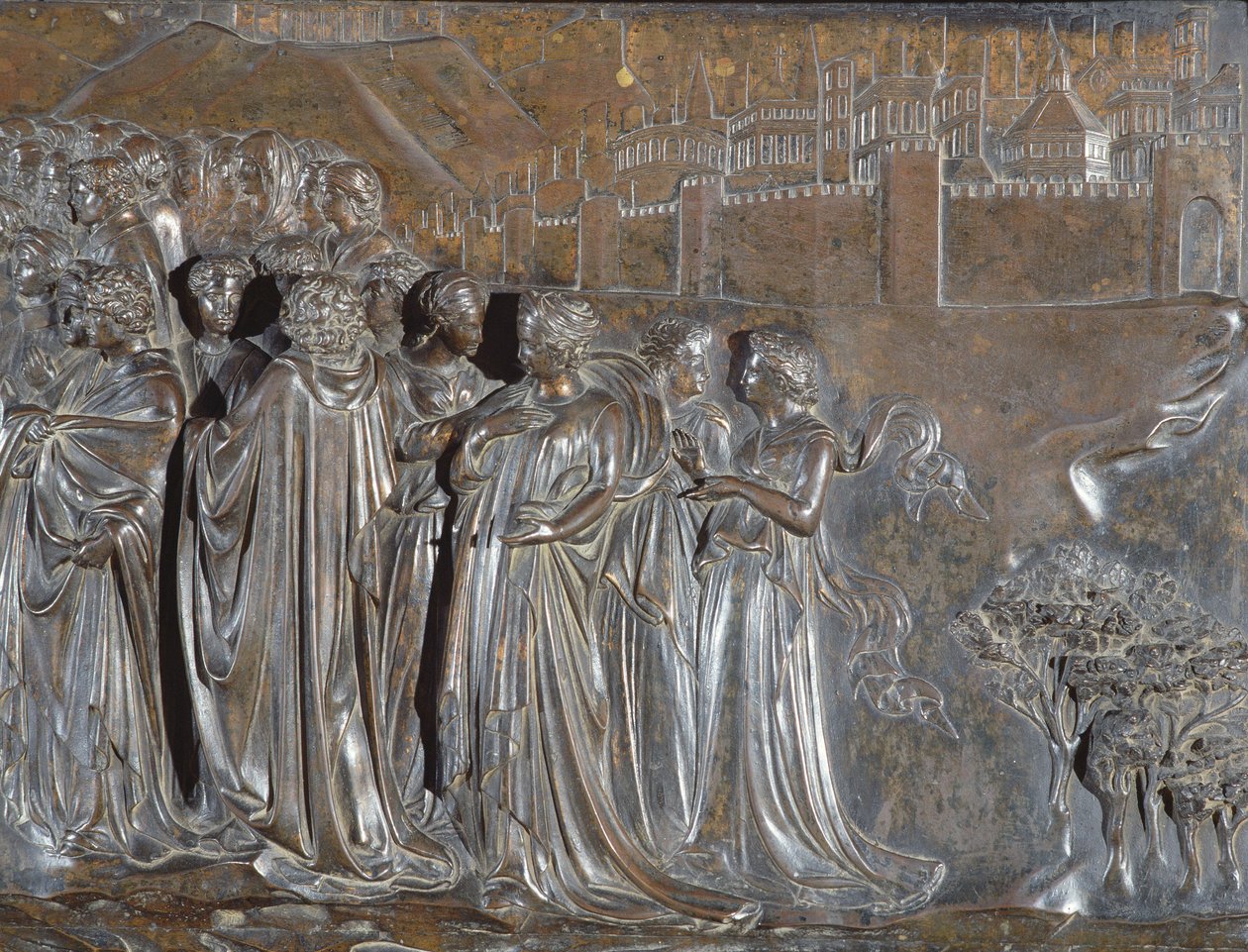 Detalhe da Multidão, Santuário de São Zenóbio, 1432-35 bronze de Lorenzo Ghiberti