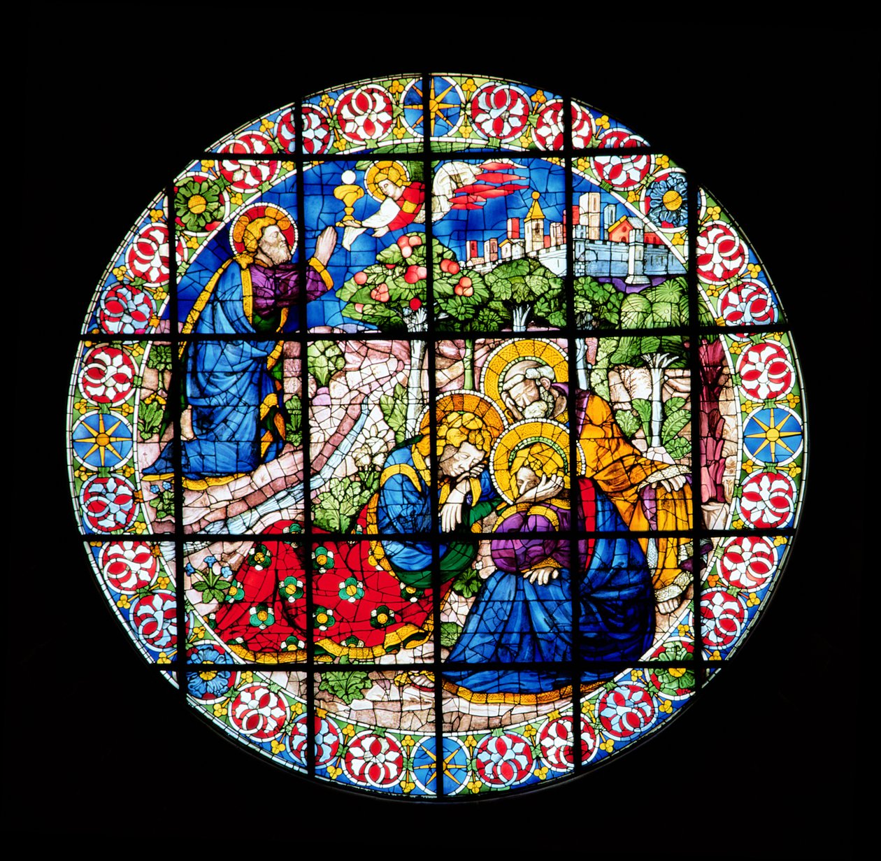 Oculus representando Cristo no Jardim do Getsêmani, 1443-45 (vitral) de Lorenzo Ghiberti