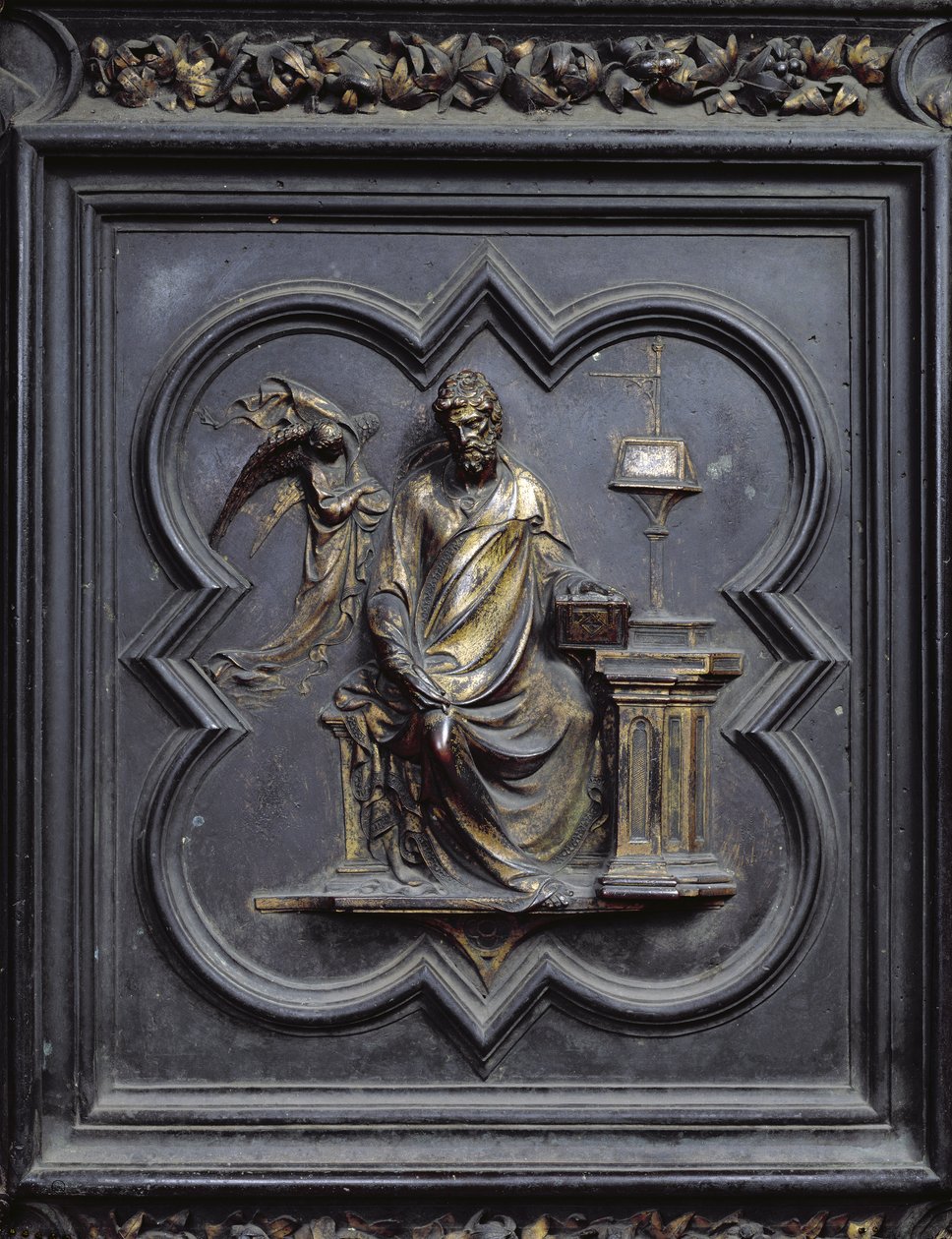 São Mateus Evangelista, painel B das Portas do Norte do Batistério de San Giovanni, 1403-24 (bronze) de Lorenzo Ghiberti