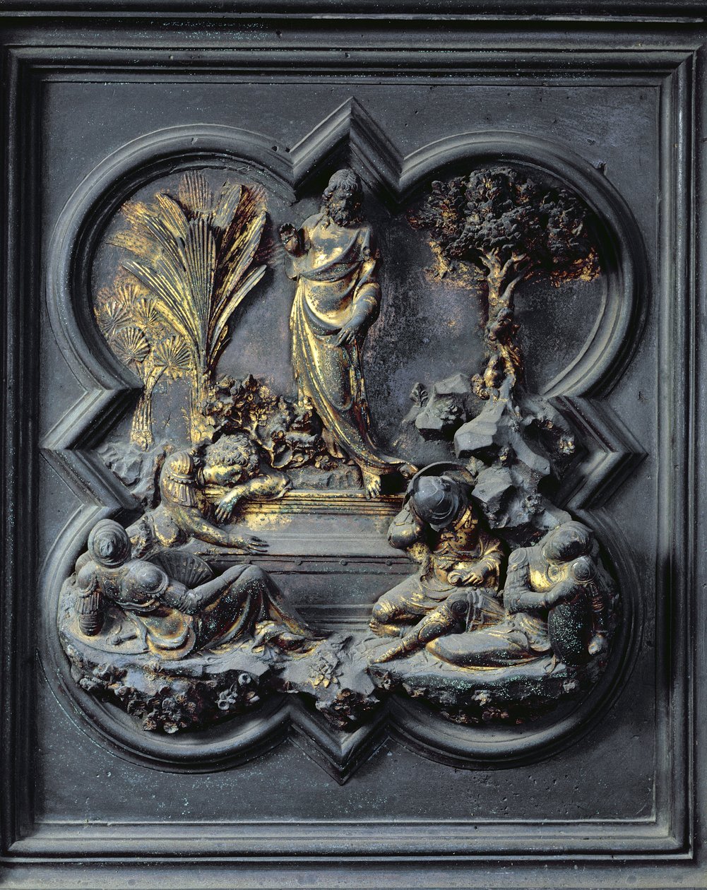 A ressurreição de Cristo, décimo nono painel das Portas do Norte do Batistério de San Giovanni, 1403-24 (bronze) de Lorenzo Ghiberti
