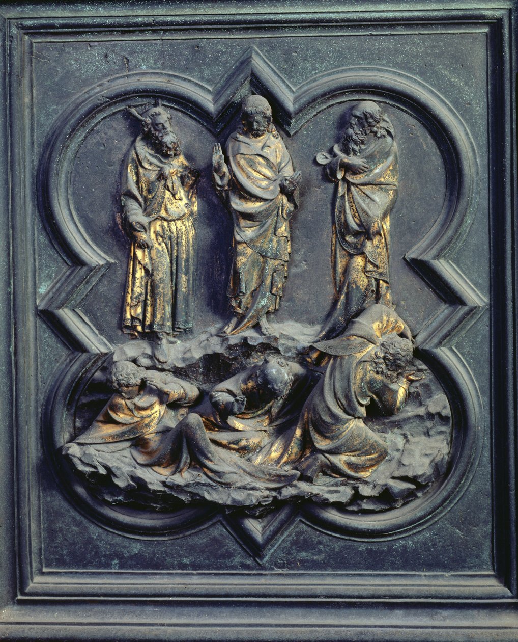 A Transfiguração, nono painel das Portas do Norte do Batistério de San Giovanni, 1403-24 (bronze) de Lorenzo Ghiberti