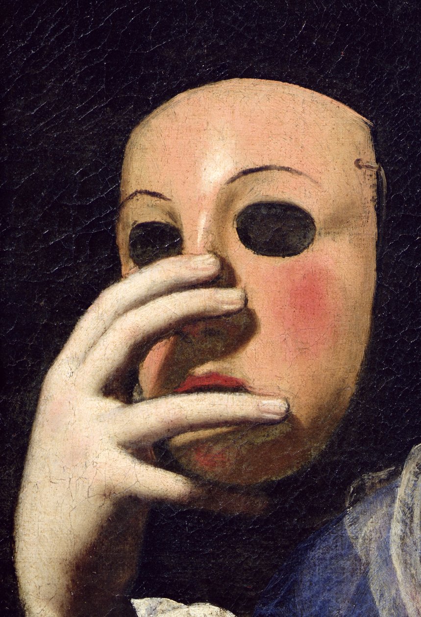 Mulher com uma máscara (detalhe de 154158) de Lorenzo Lippi