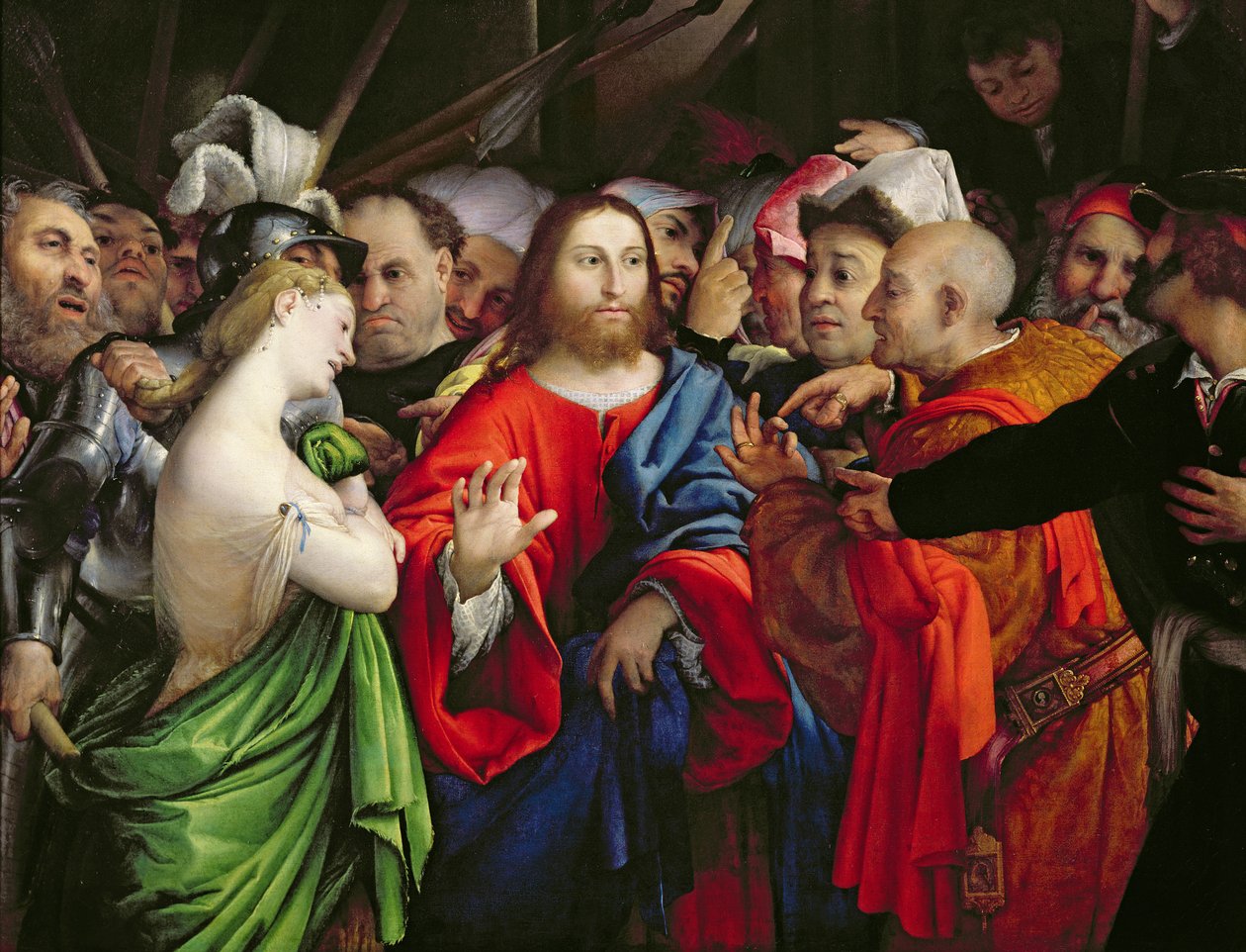 Cristo e a adúltera, c.1527-29 de Lorenzo Lotto