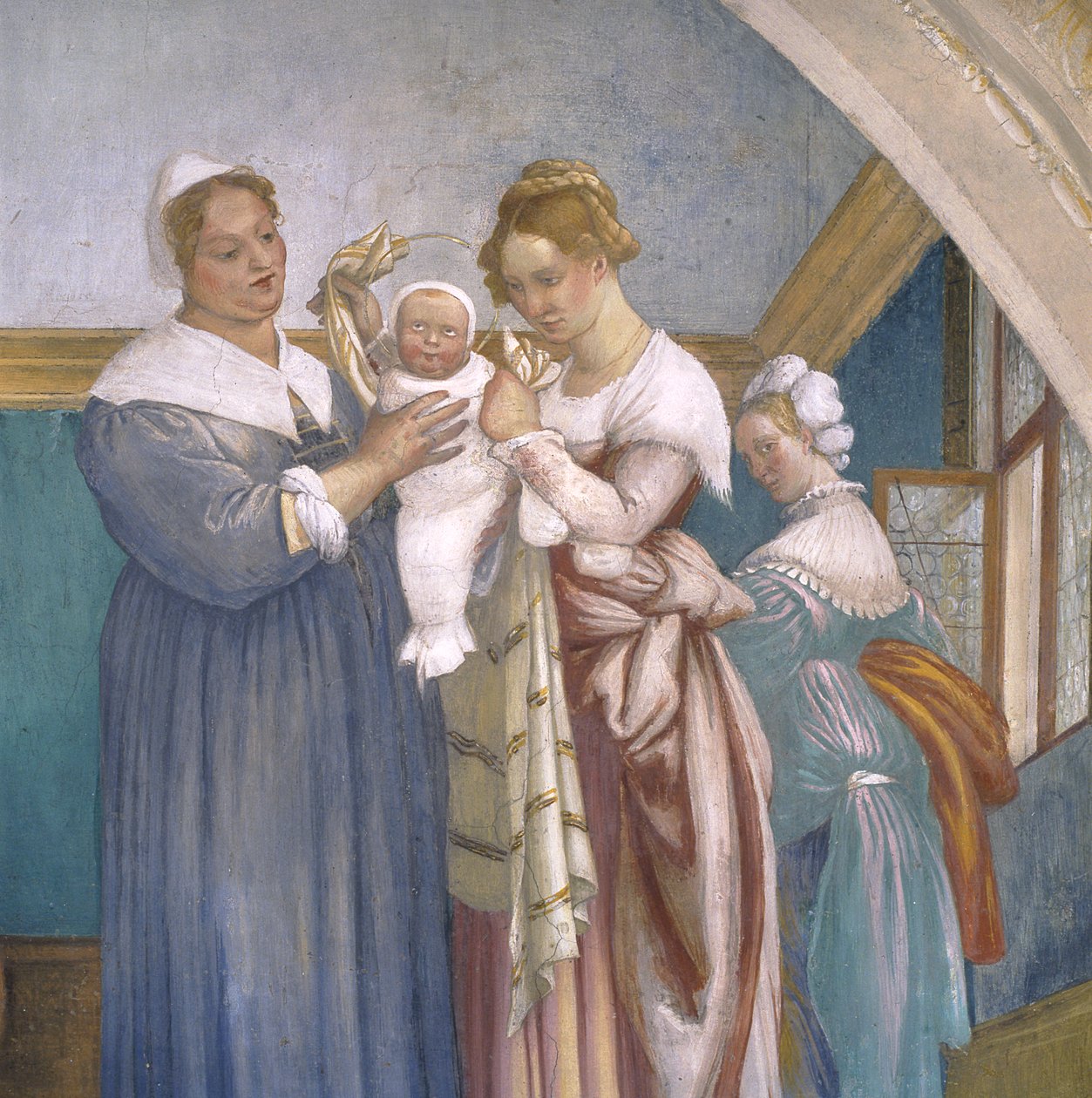 Natividade da Virgem, luneta da Capela Lotto, 1525 de Lorenzo Lotto