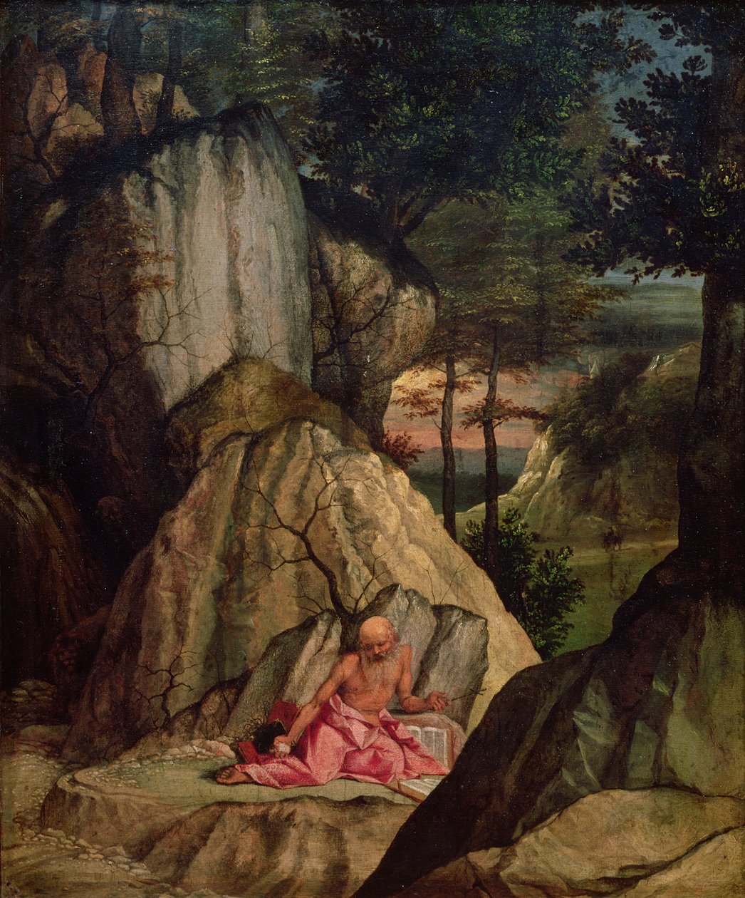 São Jerônimo Meditando no Deserto, 1506 de Lorenzo Lotto