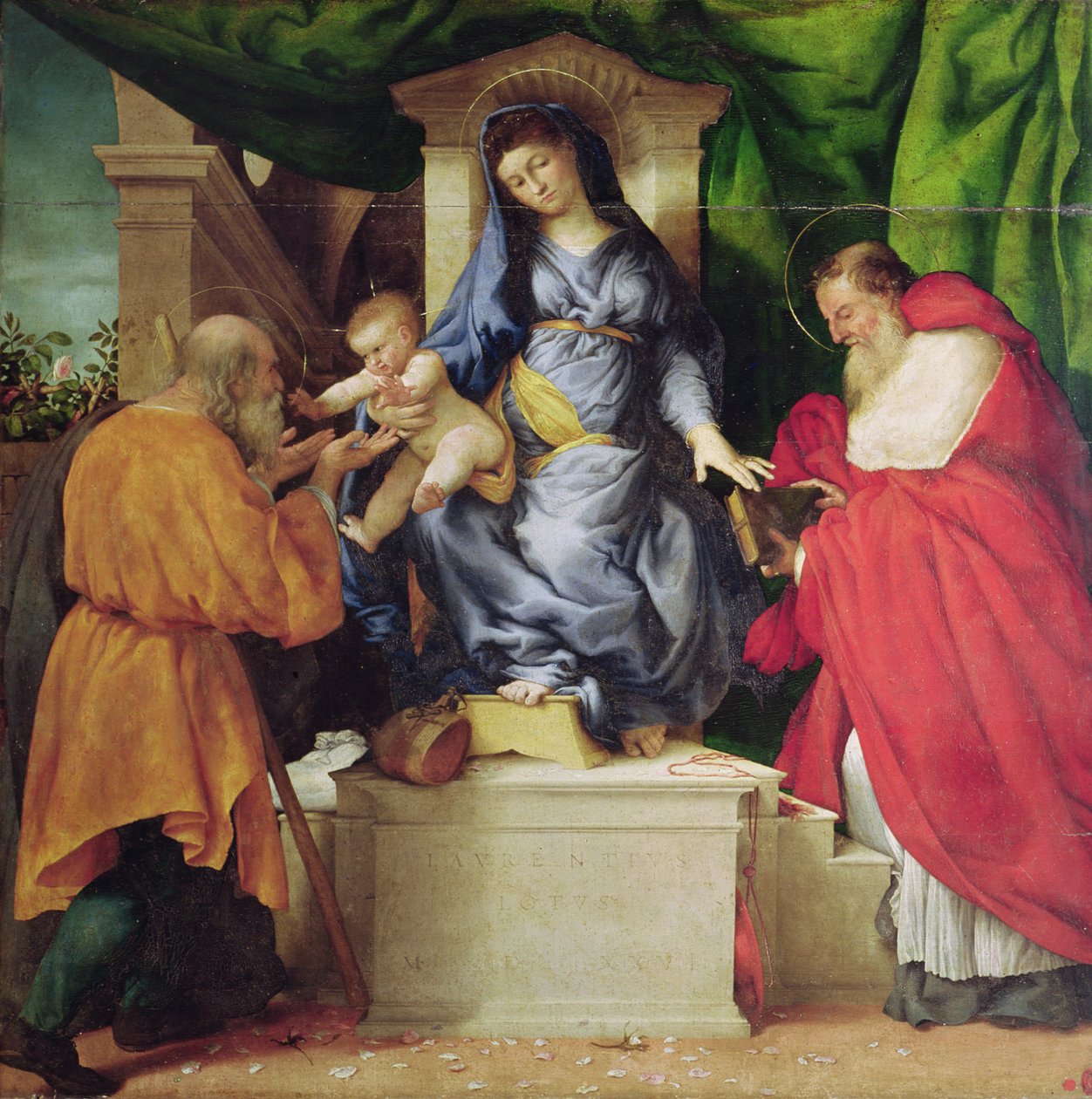 A Madonna das rosas, 1526 de Lorenzo Lotto