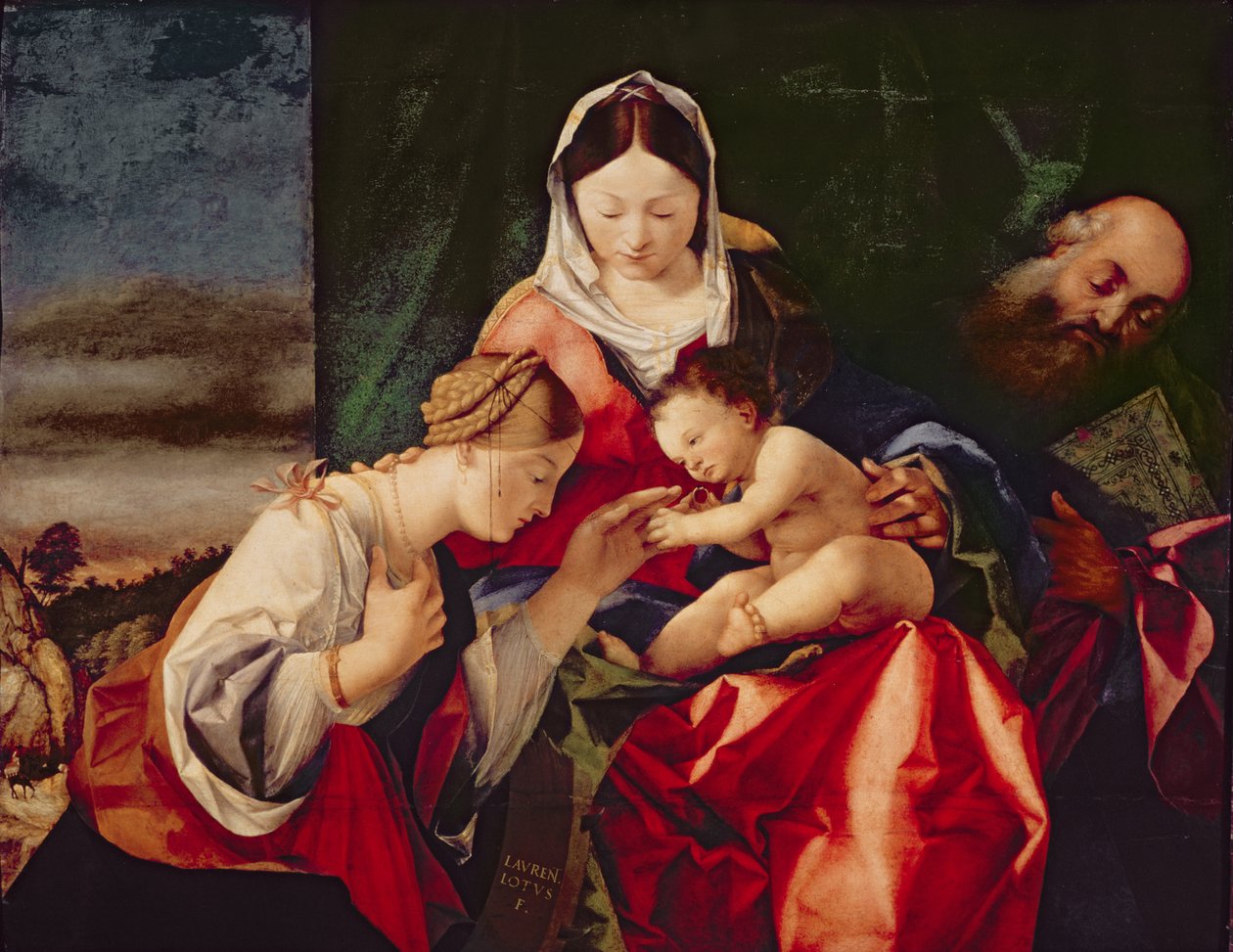 O casamento místico de Santa Catarina, 15058 de Lorenzo Lotto