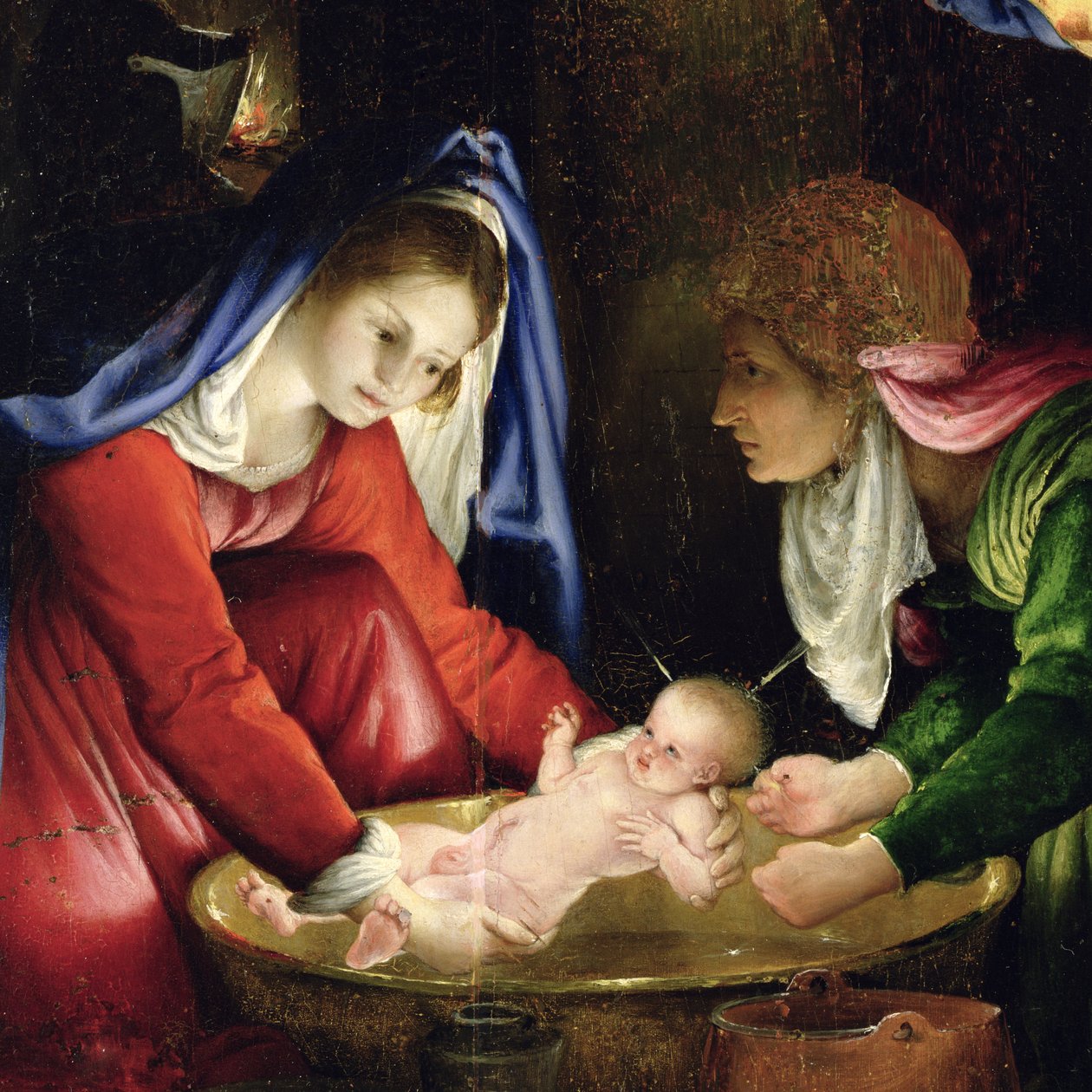 A Natividade, 1527 (detalhe de 175141) de Lorenzo Lotto