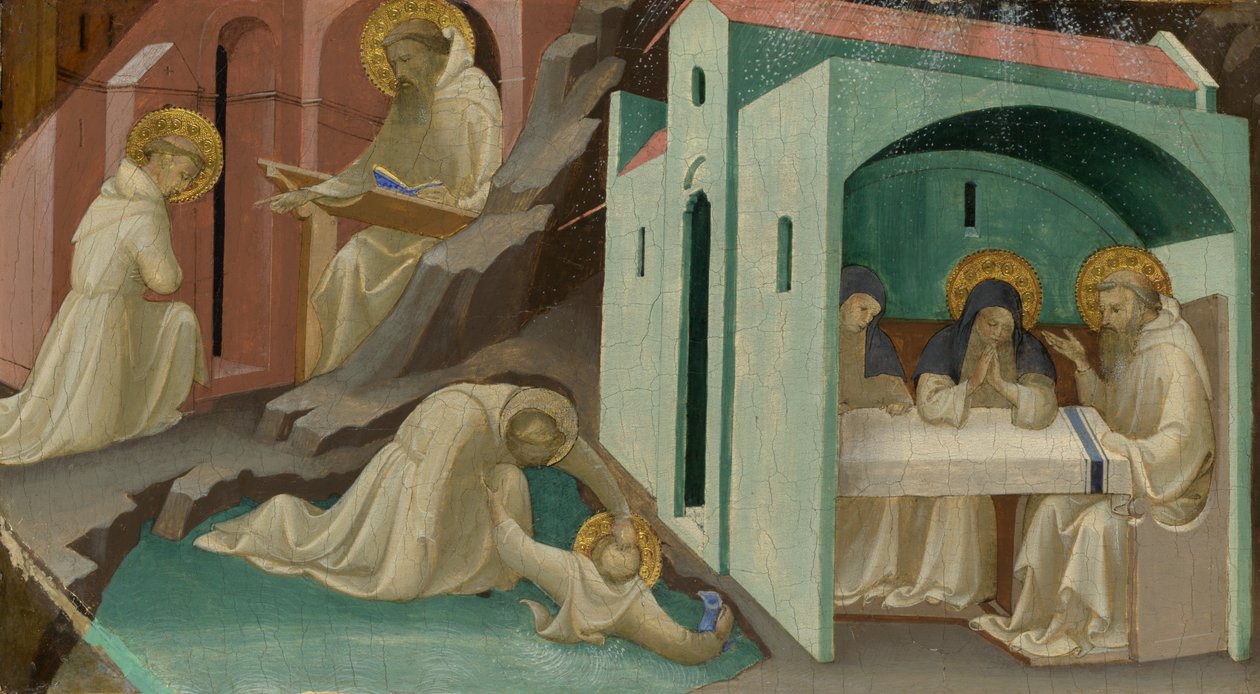 Incidentes na Vida de São Bento, 1409, Londres NG de Lorenzo Monaco