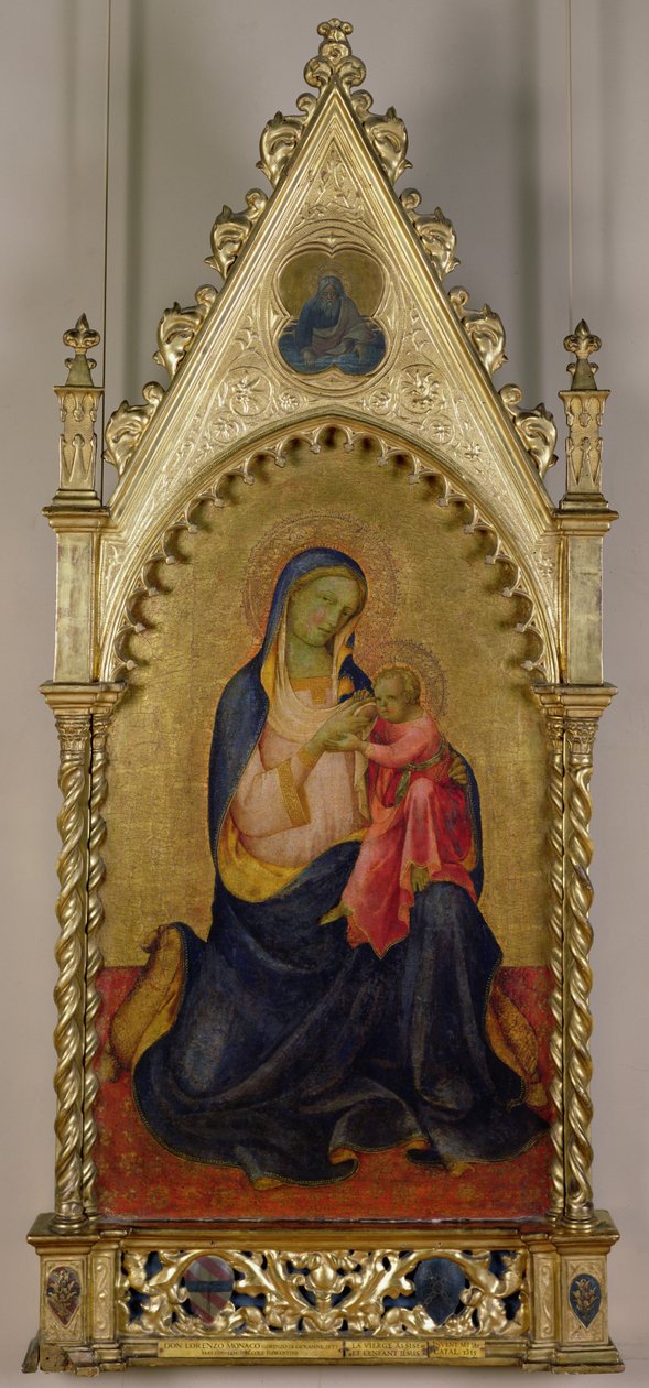 A Virgem e Criança (tempera no painel) de Lorenzo Monaco