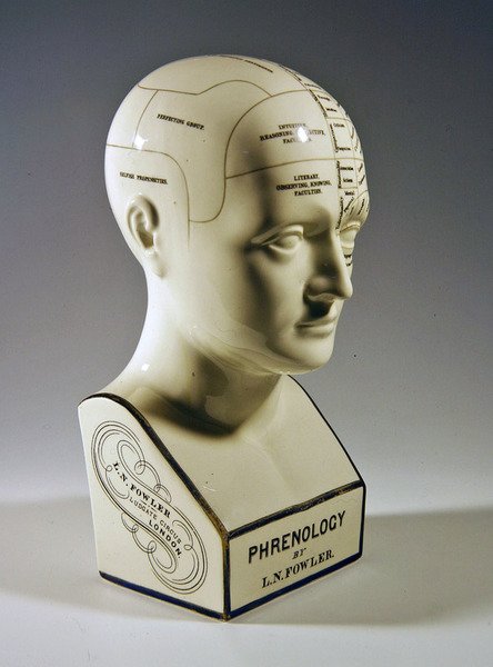 Busto frenológico envidraçado, c.1860 (cerâmica) de Lorenzo Niles Fowler