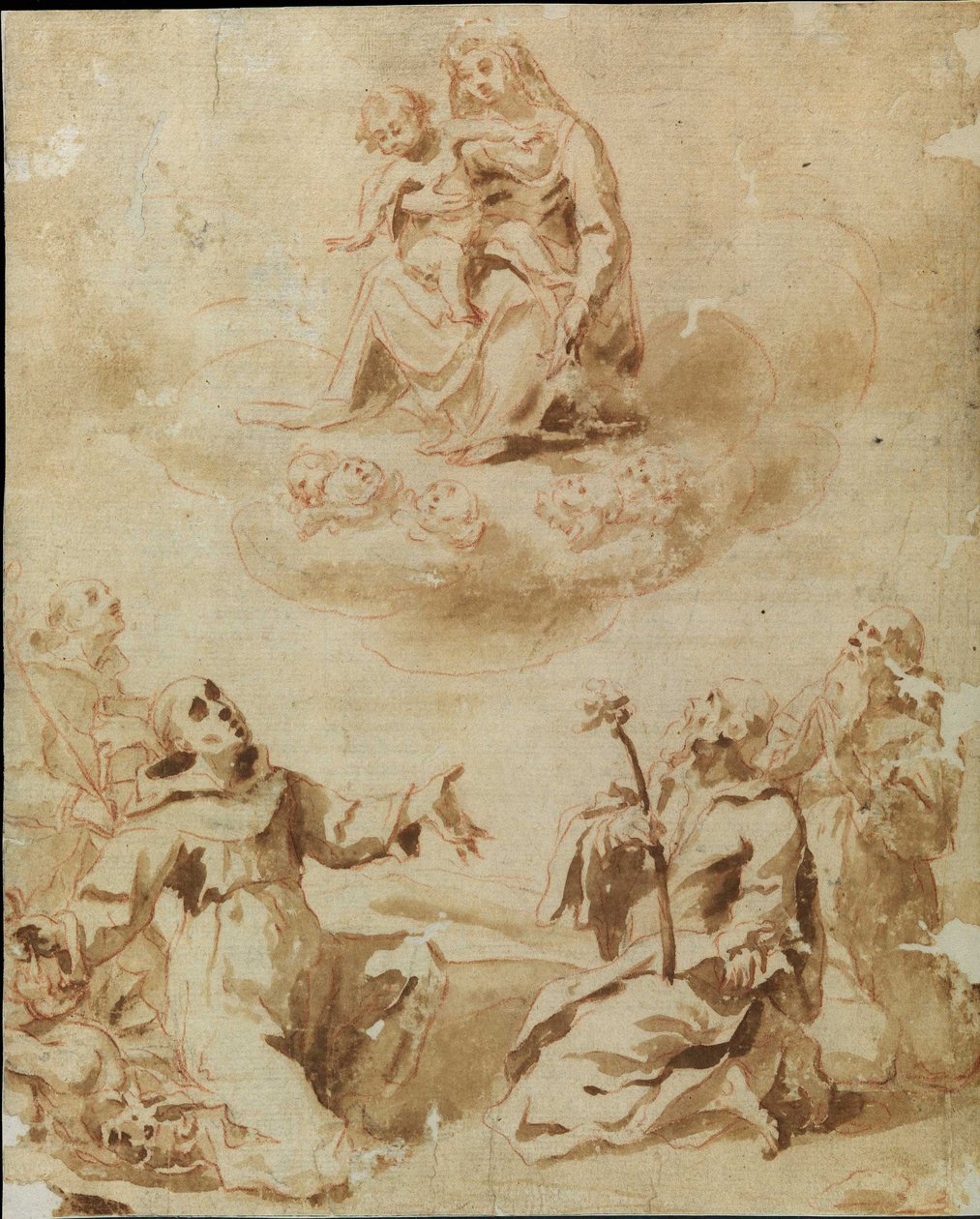 Madonna e criança adorada por quatro santos de Lorenzo Sabbatini