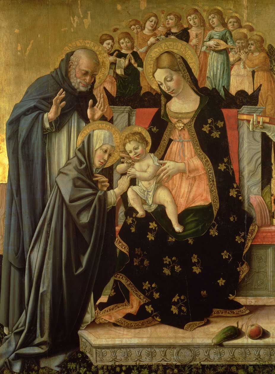 Casamento Místico de Santa Catarina, detalhe (painel) de Lorenzo da Sanseverino