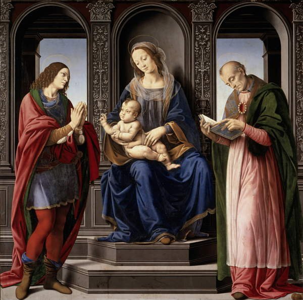 Madonna e criança com SS. Julian e Nicholas de Lorenzo di Credi