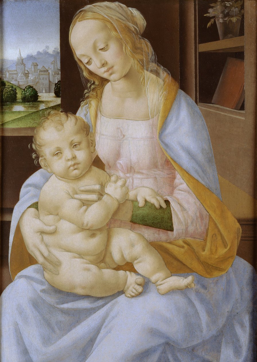 A Virgem e o Menino, do século XV ao XVI (óleo e têmpera no painel) de Lorenzo di Credi