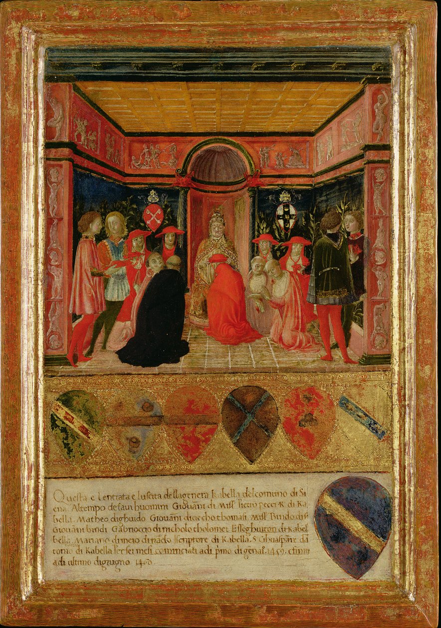 Papa Pio II (1405-64) Ordenação do Cardeal Francesco Piccolomini Todeschi (1439-1503) 1460 de Lorenzo di Pietro Vecchietta