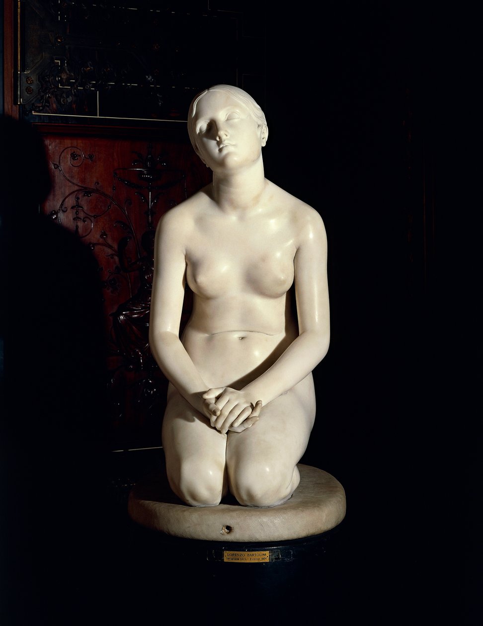 Confiança em Deus, por Lorenzo Bartolini (1777-1850), estátua em mármore de Lorenzo Bartolini