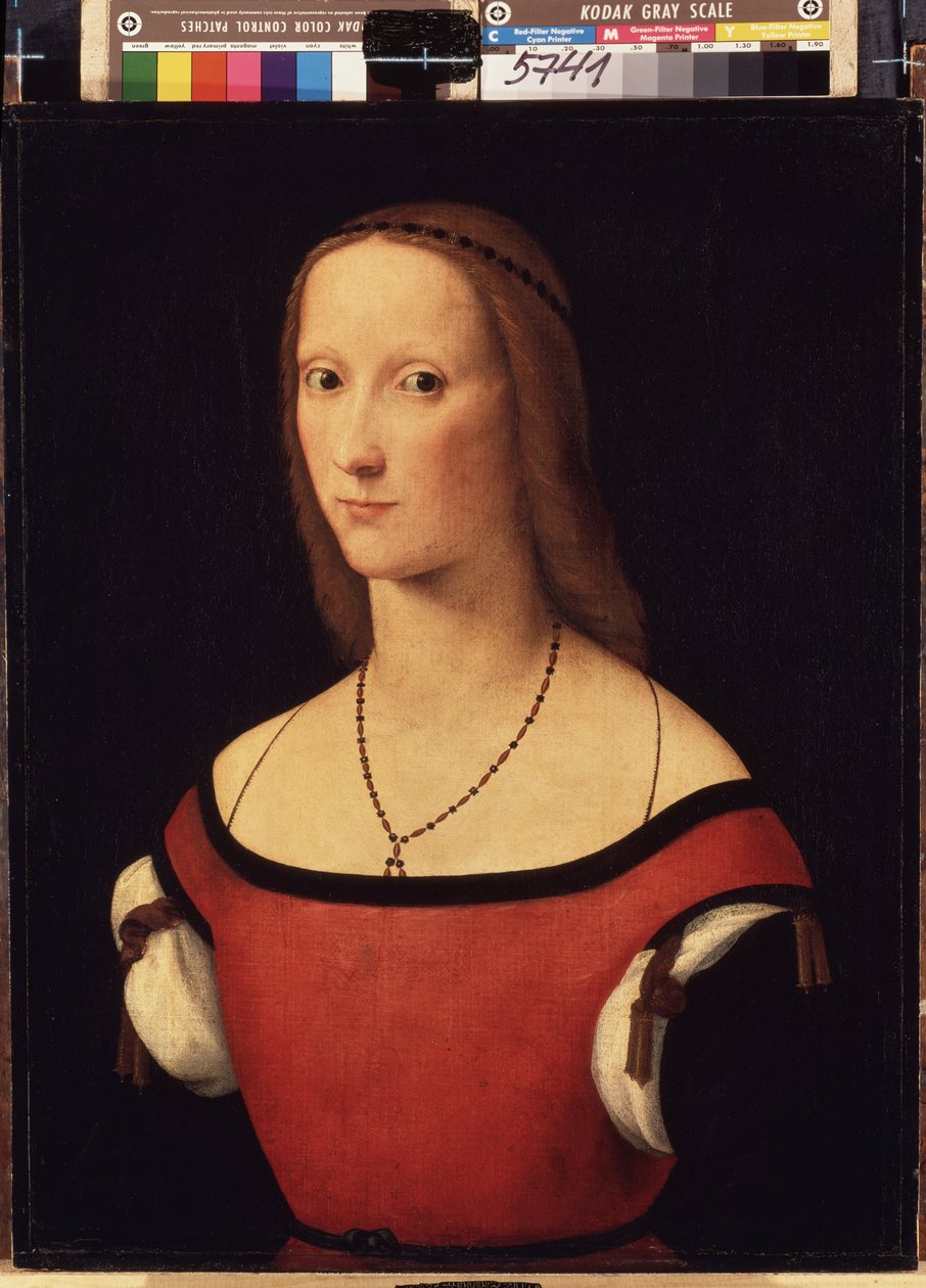 ""Retrato de uma Senhora"" (Retrato de uma Senhora) Pintura de Lorenzo Costa (1460-1535) 1500-1506 Dim. 57x44 cm Museu Hermitage, São Petersburgo (São Petersburgo) de Lorenzo Costa