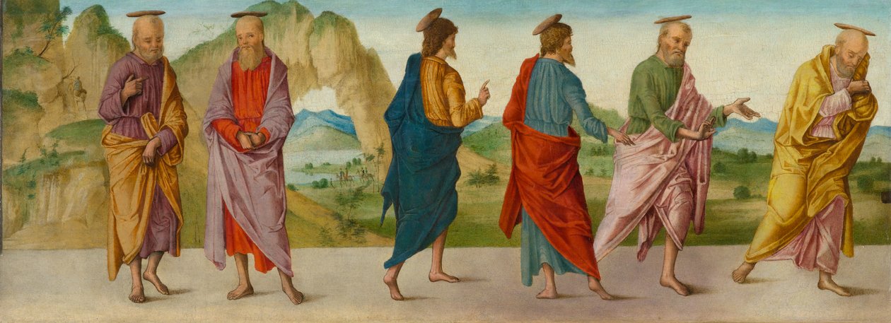 O Milagre do Catafalco (painel A), cerca de 1500-1506 (tempera no painel) de Lorenzo Costa