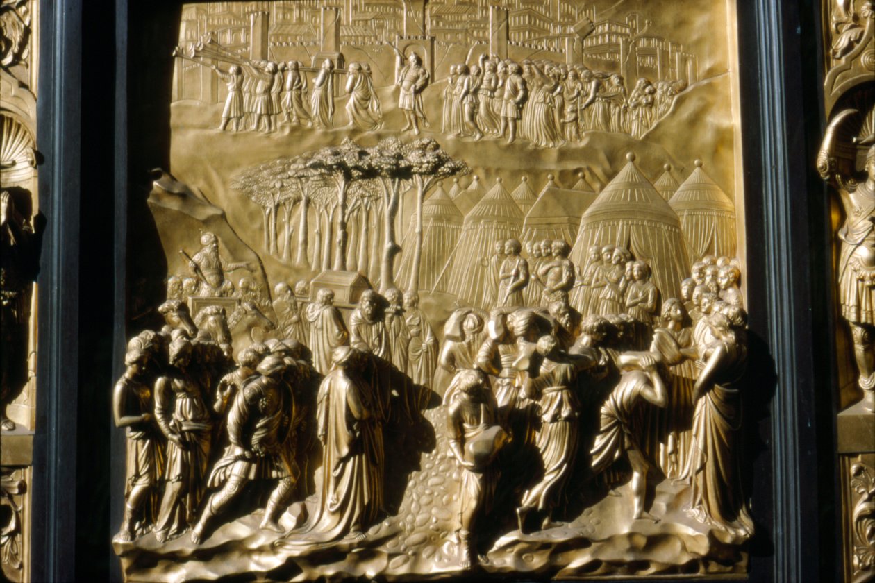 Israelitas tomam Jericó, detalhe das Portas do Batistério, Florença, Itália, século XV de Lorenzo Ghiberti