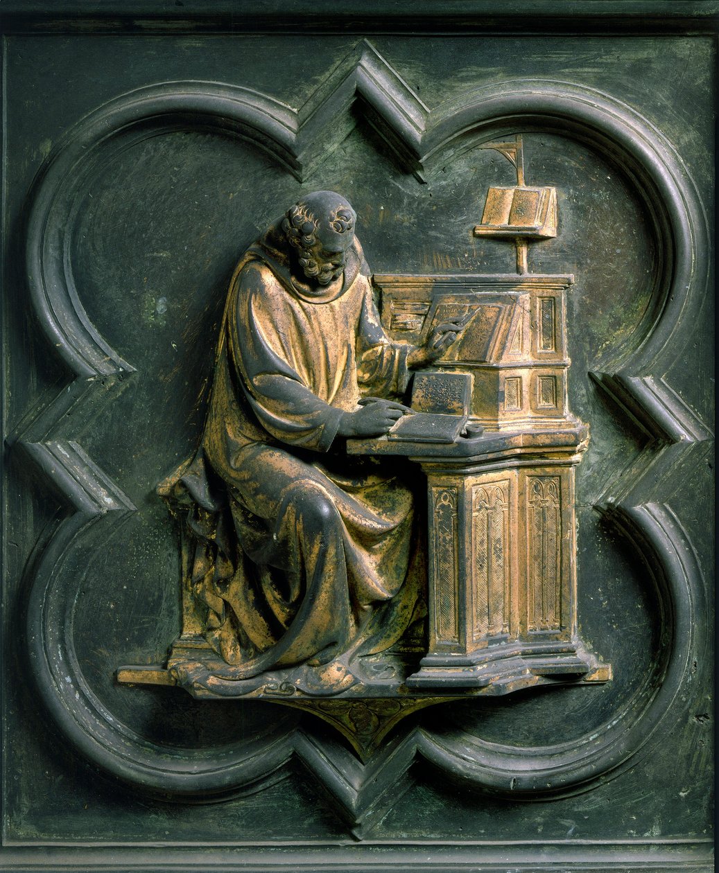 Porta Norte (chamada Porta da Cruz, para o Norte), detalhe exterior: São Jerônimo. Escultura em bronze feita por Lorenzo Ghiberti (1378-1455) de Lorenzo Ghiberti