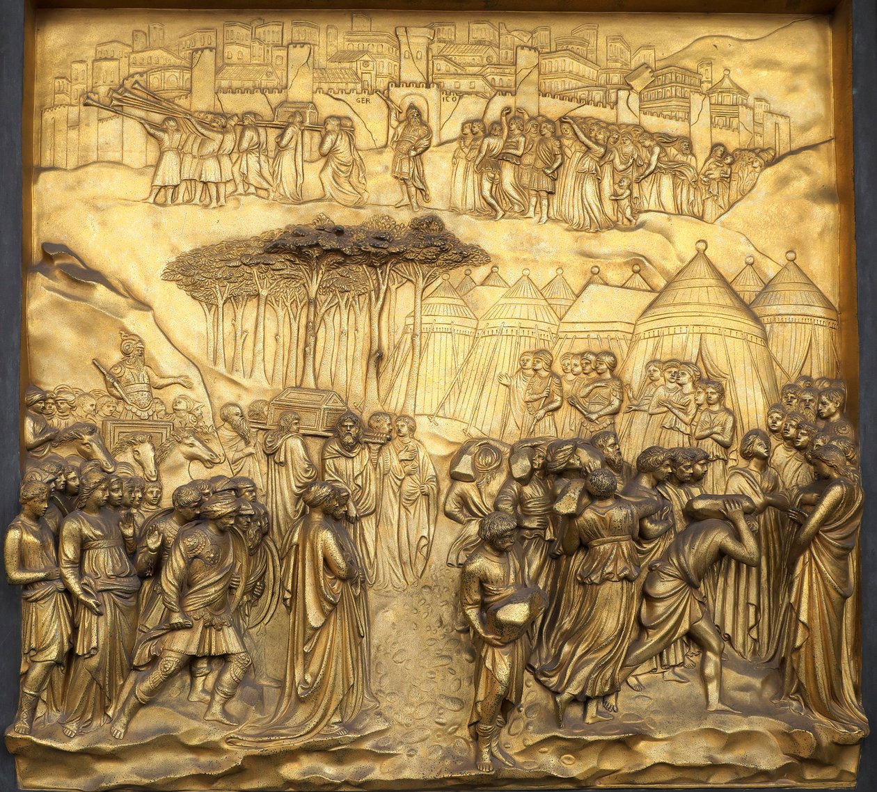 Relevo A queda de Jericó, Porta do Paraíso do Batistério de San Giovanni,..., 2015 (foto) de Lorenzo Ghiberti