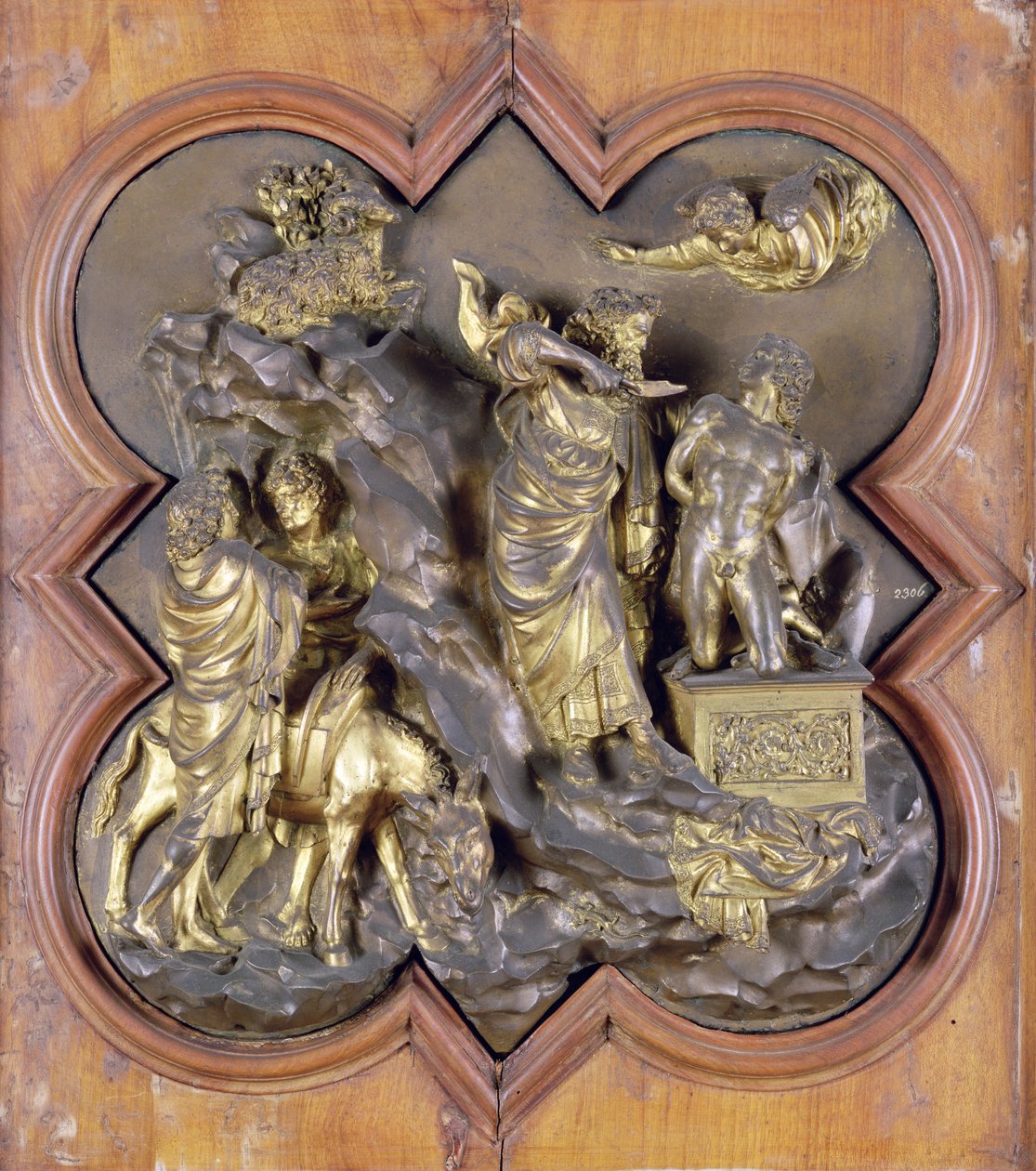 O Sacrifício de Isaac, alívio da competição de bronze para as portas do Batistério, Florença, 1401 (bronze) de Lorenzo Ghiberti
