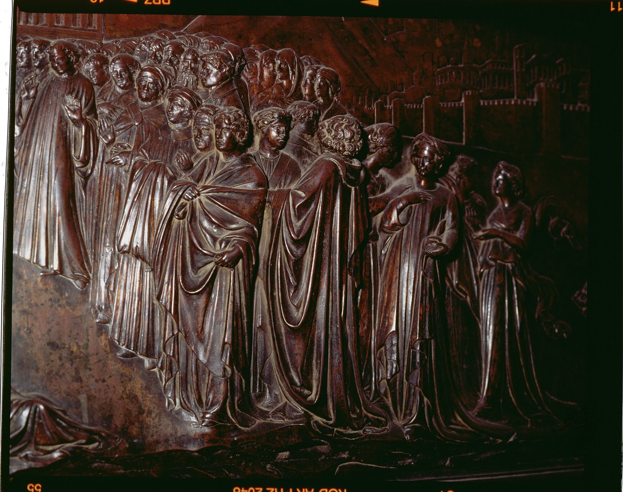 O Santuário de São Zenóbio, detalhe da multidão, detalhe de bronze 1432-5 de 97641 de Lorenzo Ghiberti