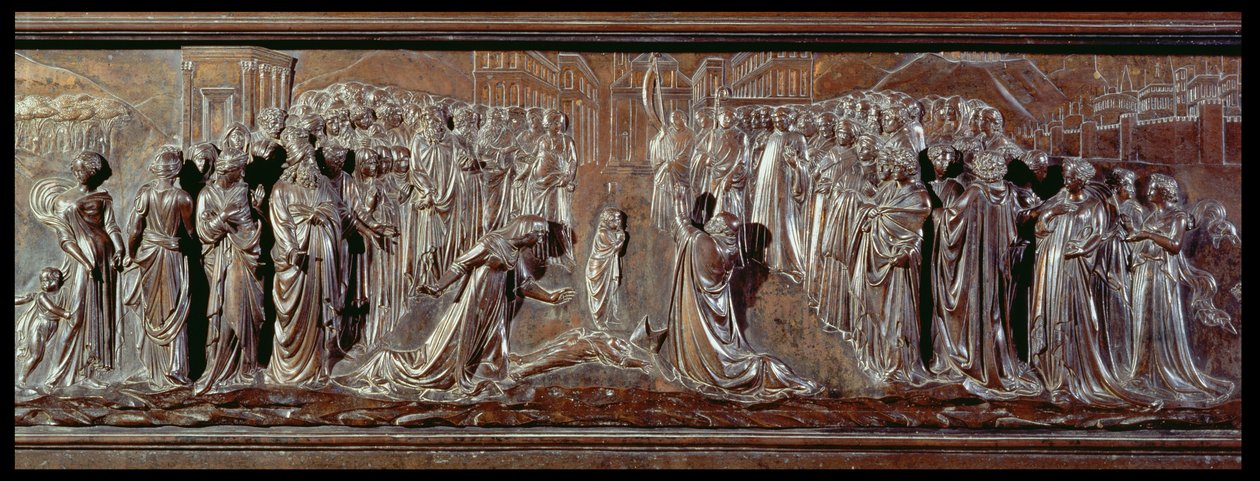 O Santuário de São Zenóbio, detalhe do relevo, c.1432-42 detalhe em bronze de 97641 de Lorenzo Ghiberti