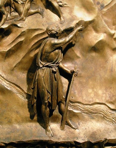 A História de Caim e Abel, detalhe de Caim, painel original das Portas Orientais do Baptistério de Lorenzo Ghiberti
