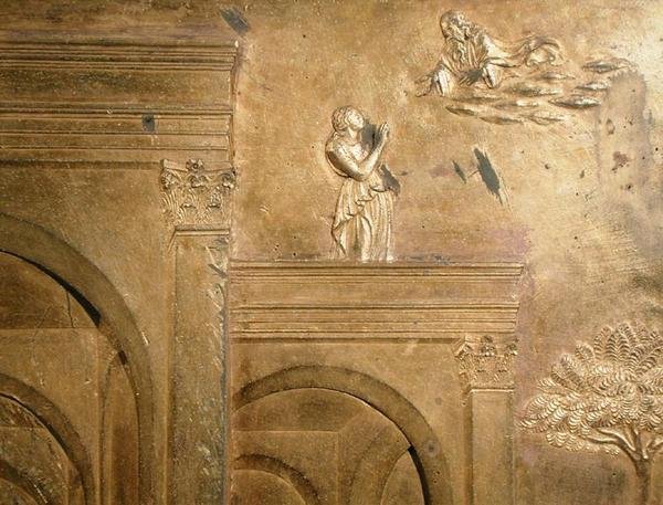 A História de Jacob e Esaú, detalhe do painel original das Portas Orientais do Baptistério de Lorenzo Ghiberti