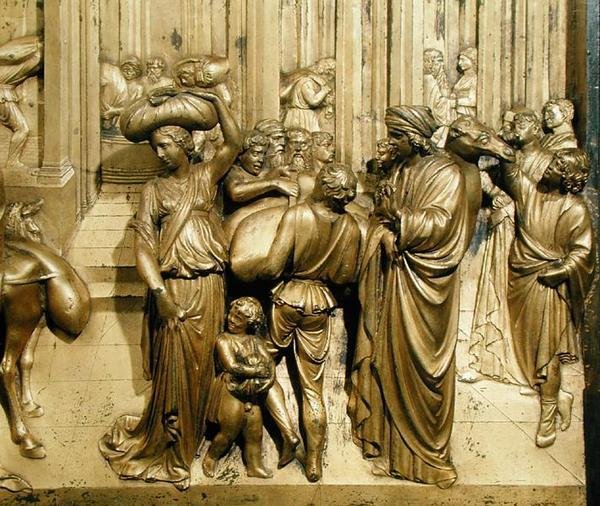 A História de José, detalhe do painel original das Portas Orientais do Baptistério de Lorenzo Ghiberti
