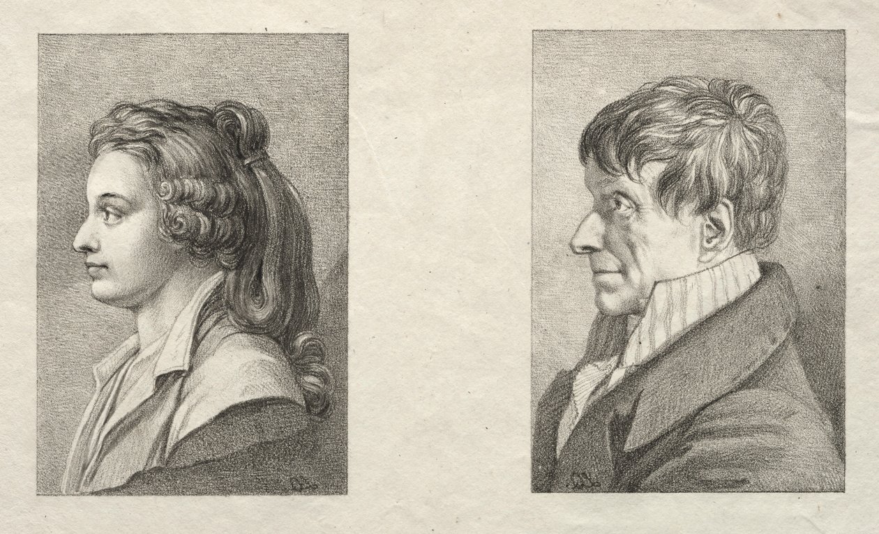 Retrato de perfil de uma mulher e um homem. de Lorenzo II Quaglio