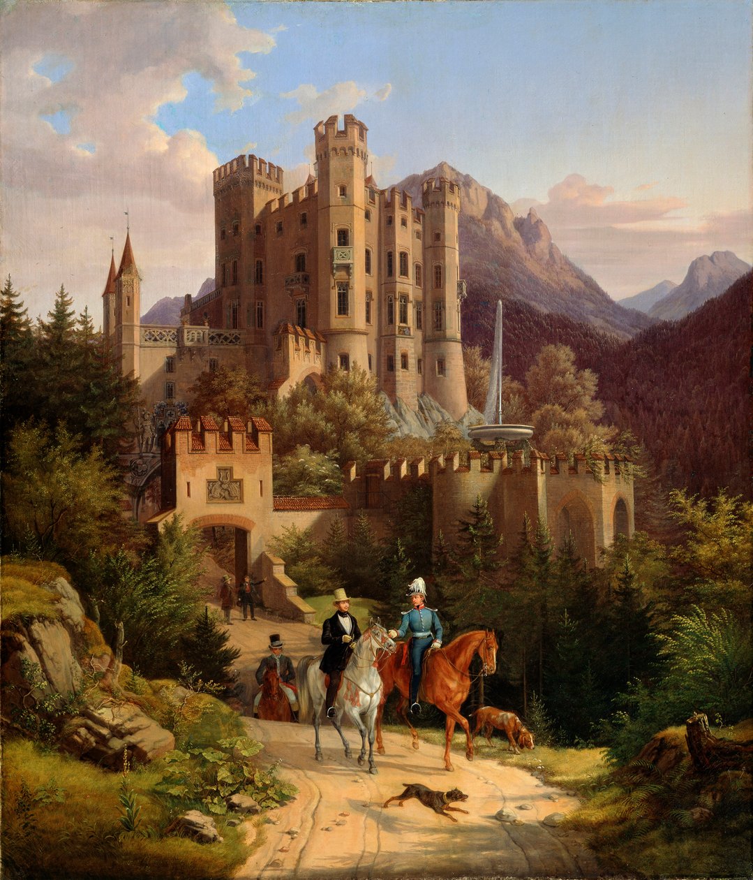 O príncipe herdeiro Maximilian cavalgando em Hohenschwangau