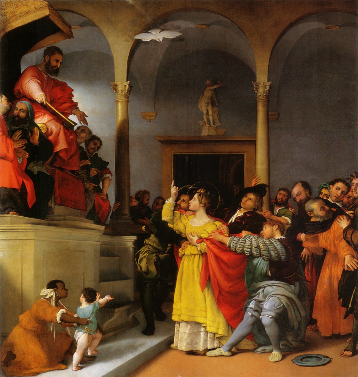 Altar de Santa Lúcia. Santa Lúcia perante o juiz de Lorenzo Lotto