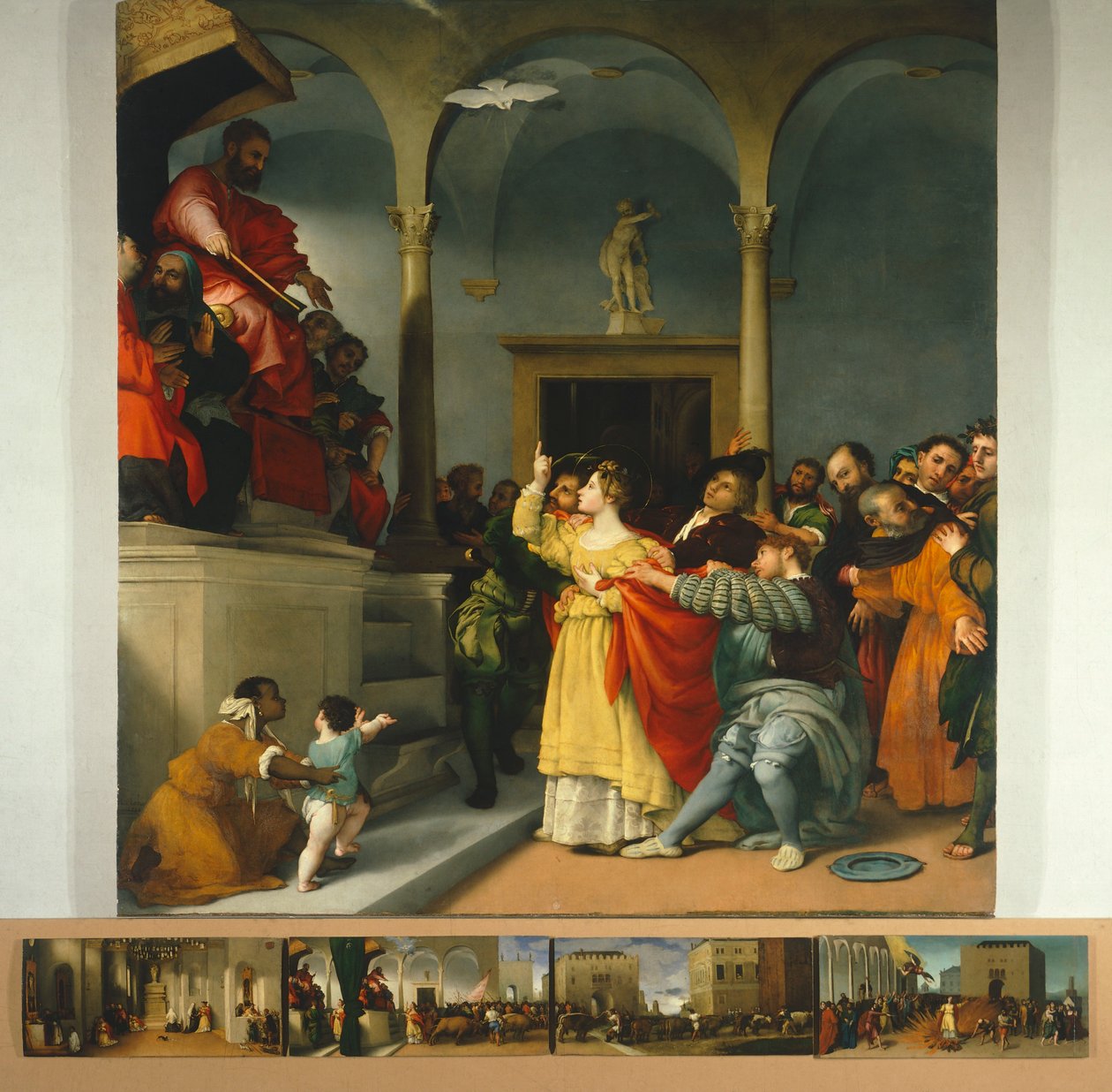 Altarpe de Santa Lúcia ou Santa Lúcia perante o Juiz por Lorenzo Lotto (1480 ca- 1556), óleo sobre tela, 243x237 cm de Lorenzo Lotto