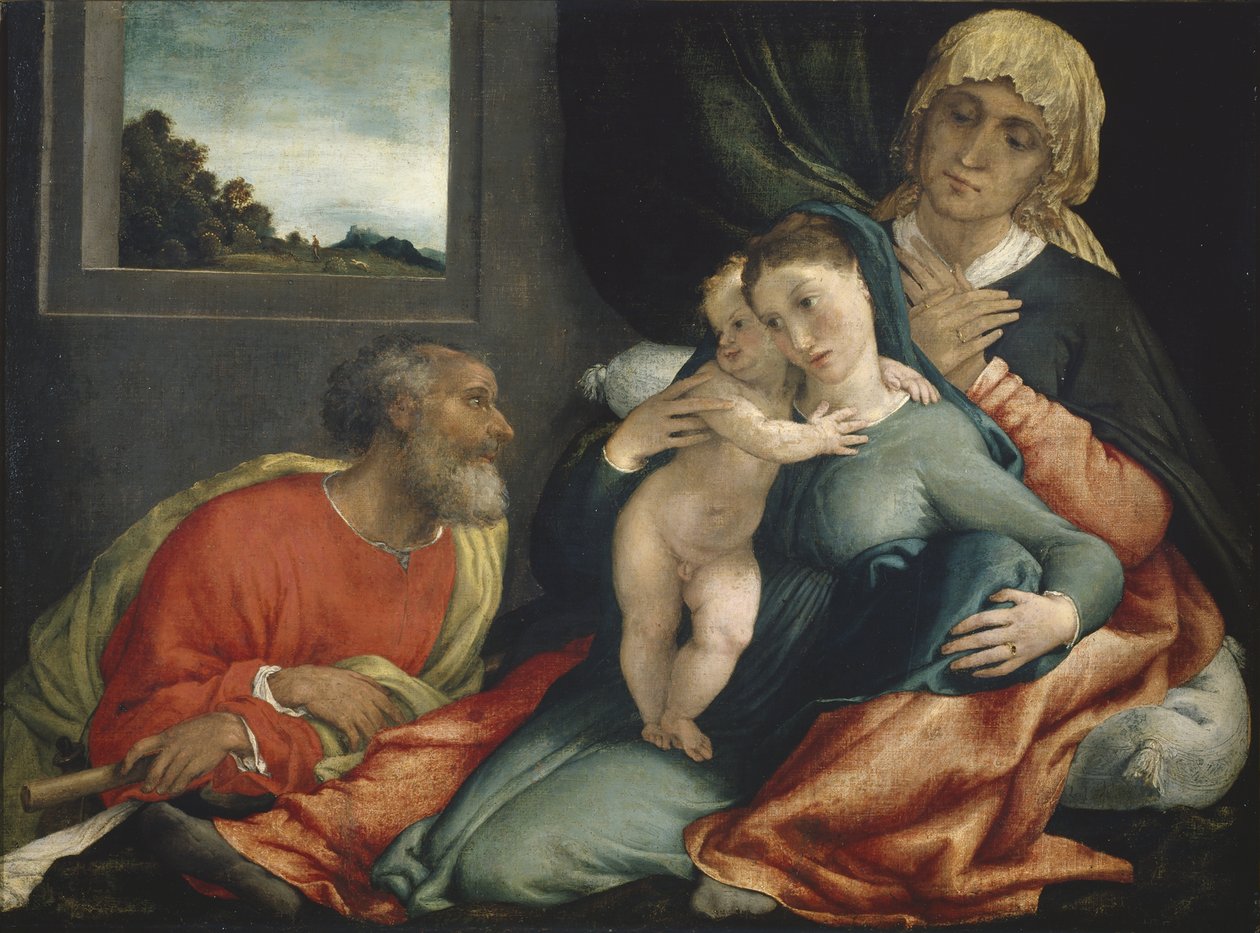 Sagrada Família com os Santos Ana e Joachim, 1535 de Lorenzo Lotto