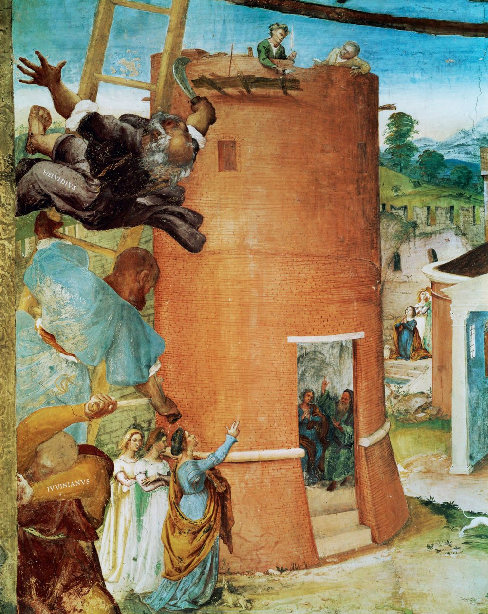 Lado esquerdo da Capella Suardi, Igreja de Santa Bárbara em Bergamo ... (pintura mural) de Lorenzo Lotto