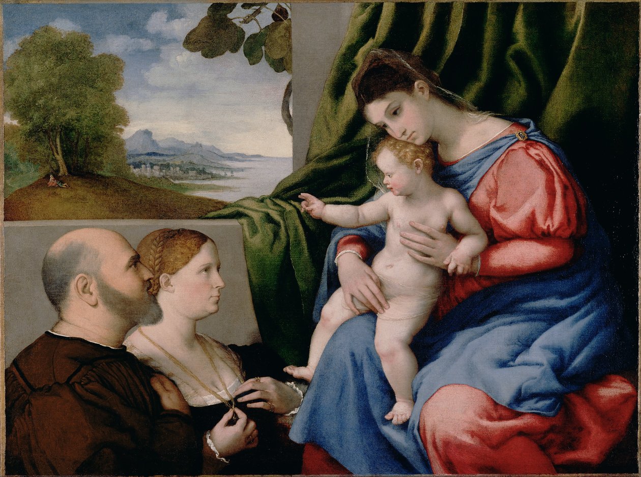 Nossa Senhora e o Menino com dois doadores de Lorenzo Lotto