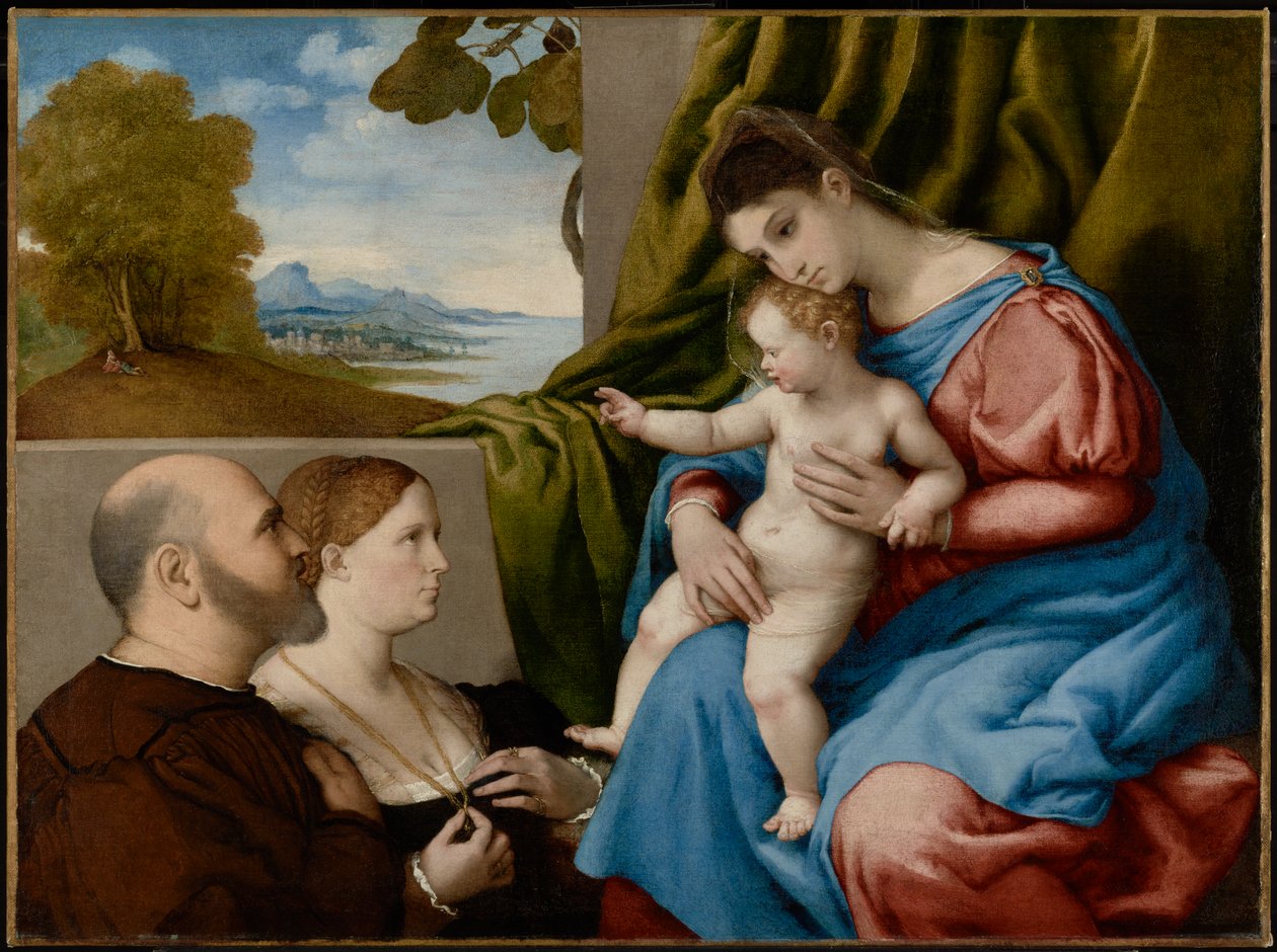 Nossa Senhora e o Menino com dois doadores de Lorenzo Lotto