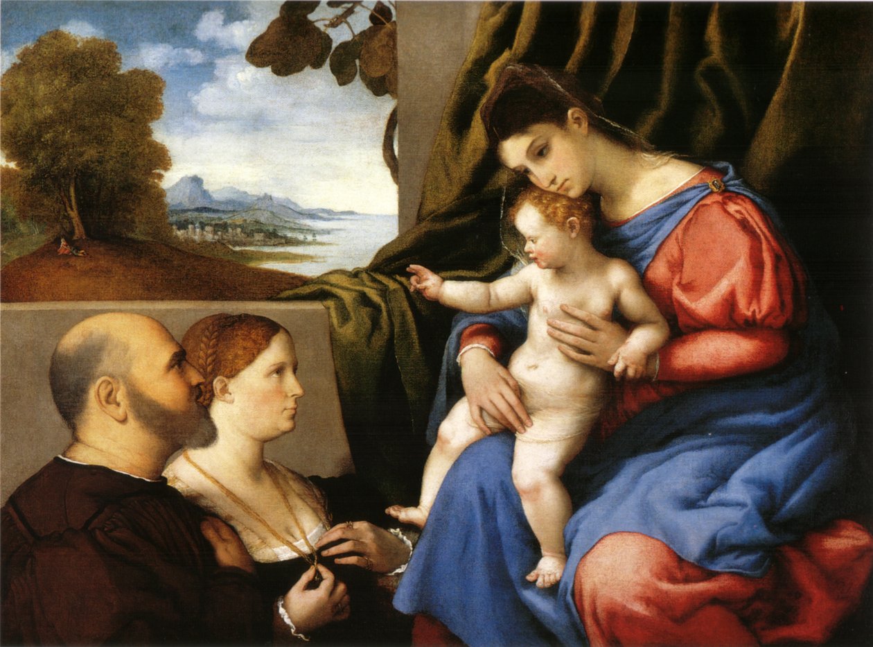 Nossa Senhora e o Menino com dois doadores de Lorenzo Lotto