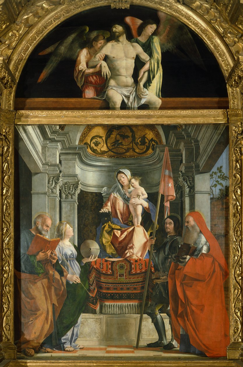 Madona e Santos por Lorenzo Lotto (ca 1480-1556), óleo sobre tela de Lorenzo Lotto