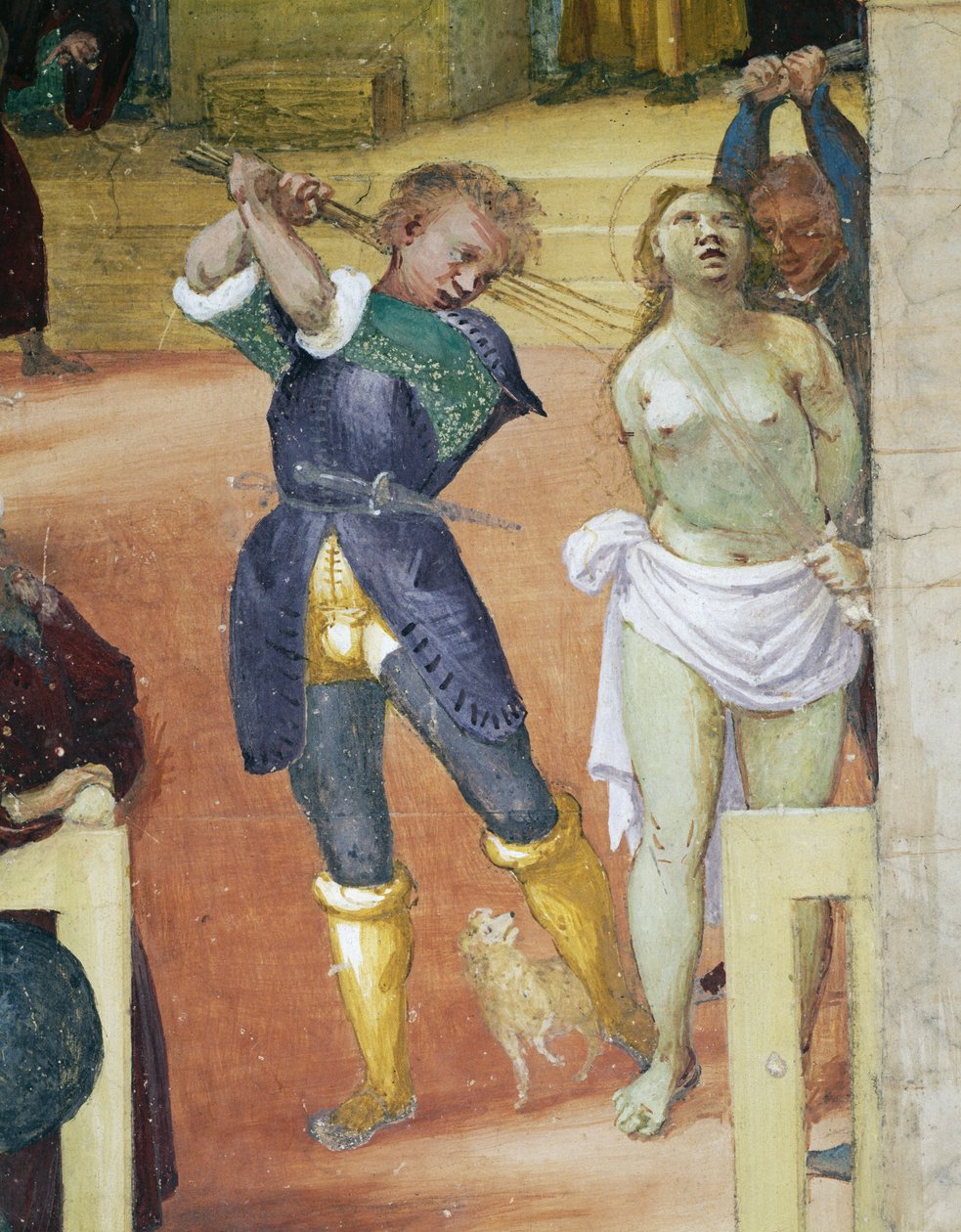 Martírio de Santa Bárbara, detalhe de Histórias de Santa Bárbara de Lorenzo Lotto